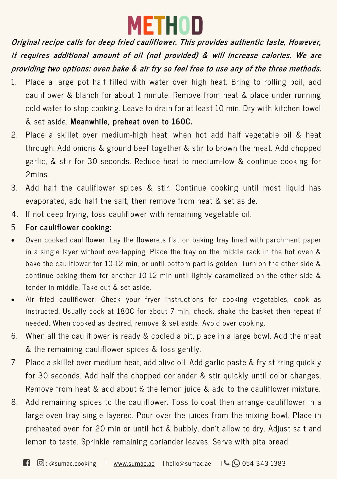 Cauliflower Casserole with Pita Bread