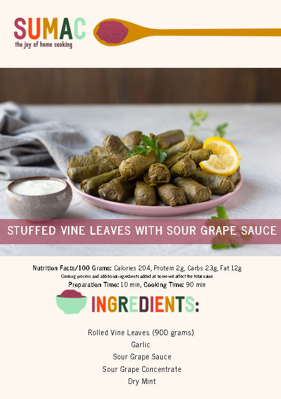 Stuffed Vine Leaves with Sour Grape Sauce
