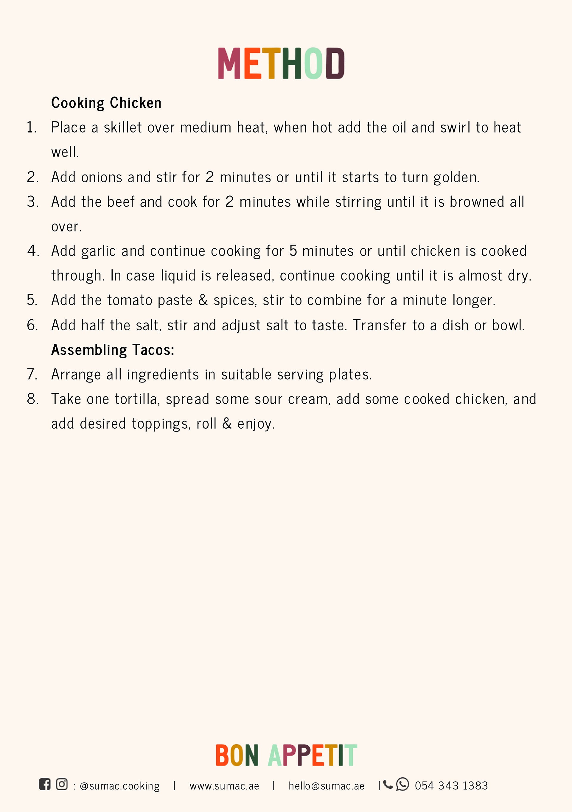 Sumac Signature Chicken Taco
