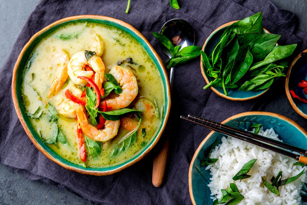 Thai Prawn and Veggie Green Curry with Rice
